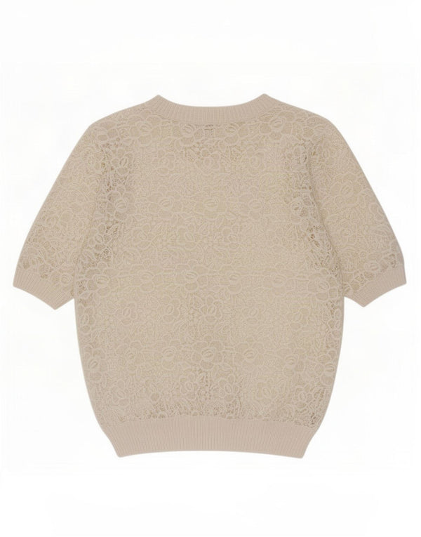 Marks & Spencer Haut chemisier en dentelle pour femme UK 12 Coton floral beige moyen