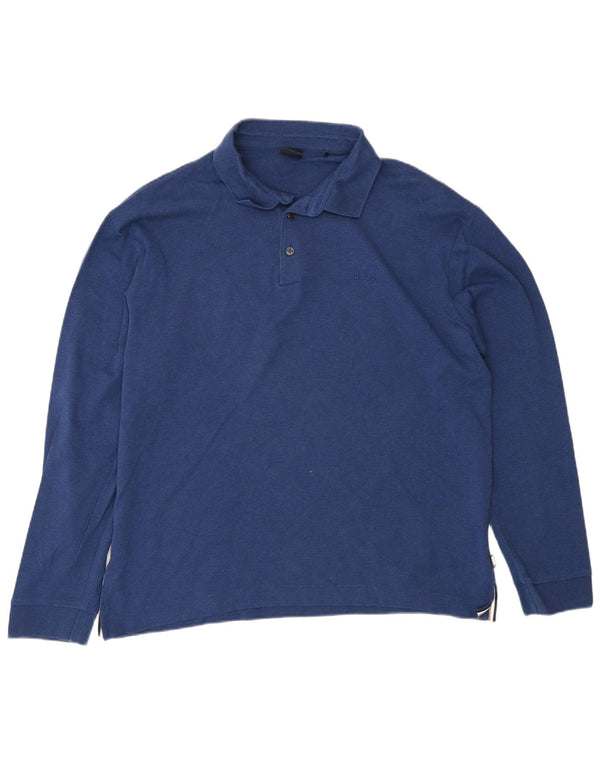 Hugo Boss Polo à manches longues Regular Fit pour homme en coton bleu moyen