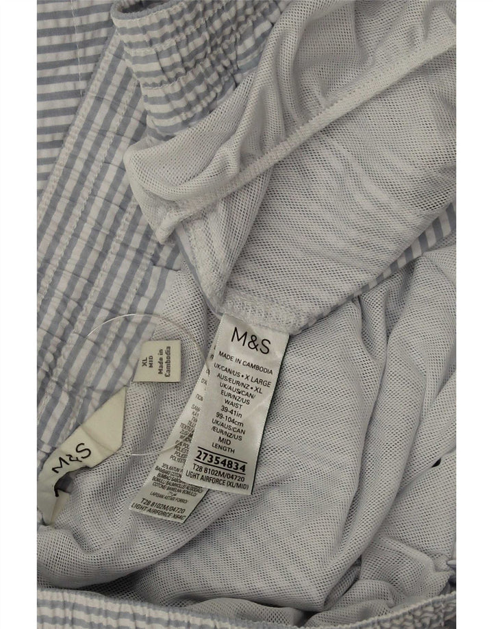 Marks & Spencer Short de bain homme XL bleu à fines rayures en polyester