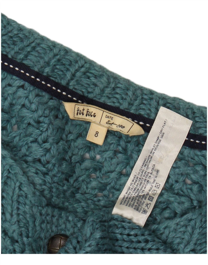 Fat Face Cardigan Pull Femme UK 8 Petit Bleu Acrylique