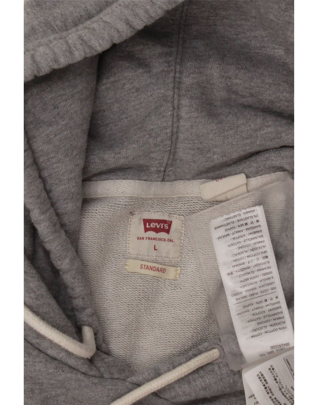 LEVI'S Pull à capuche graphique pour homme, coupe standard, grand, gris, coton