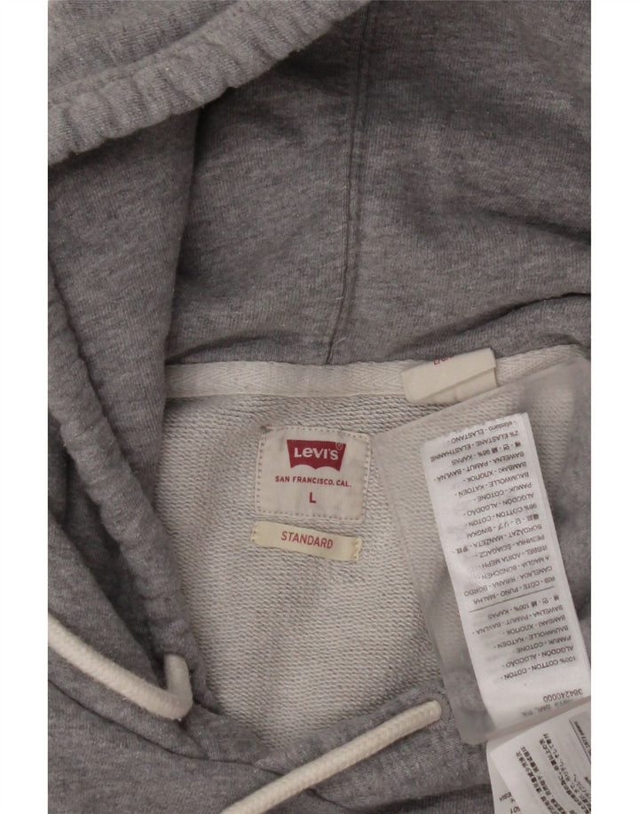 LEVI'S Pull à capuche graphique pour homme, coupe standard, grand, gris, coton