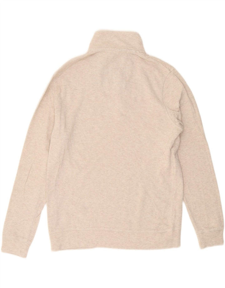 CREW CLOTHING Pull col zippé pour homme XL en coton beige