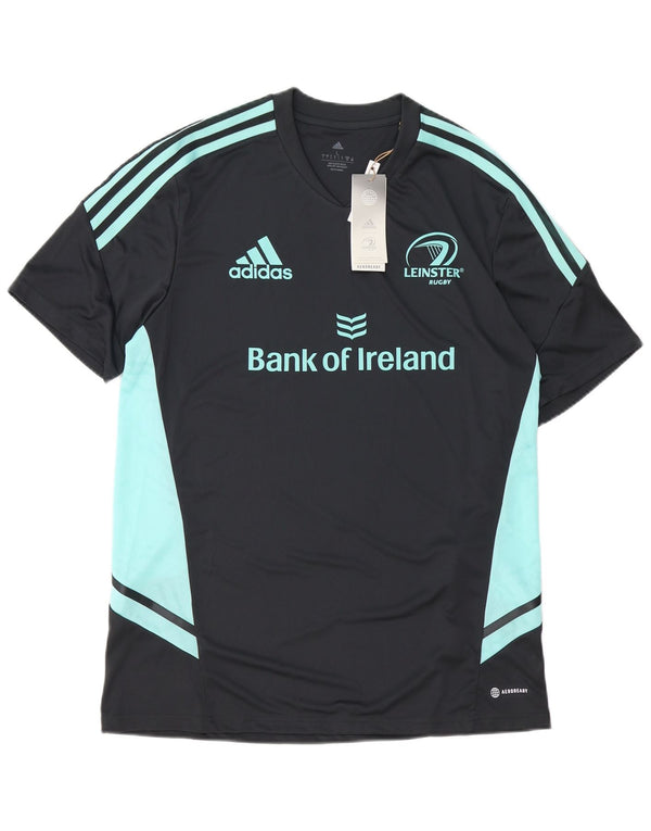 Adidas Mens Leinster Rugby Graphic T-Shirt Top Large Noir Colorblock