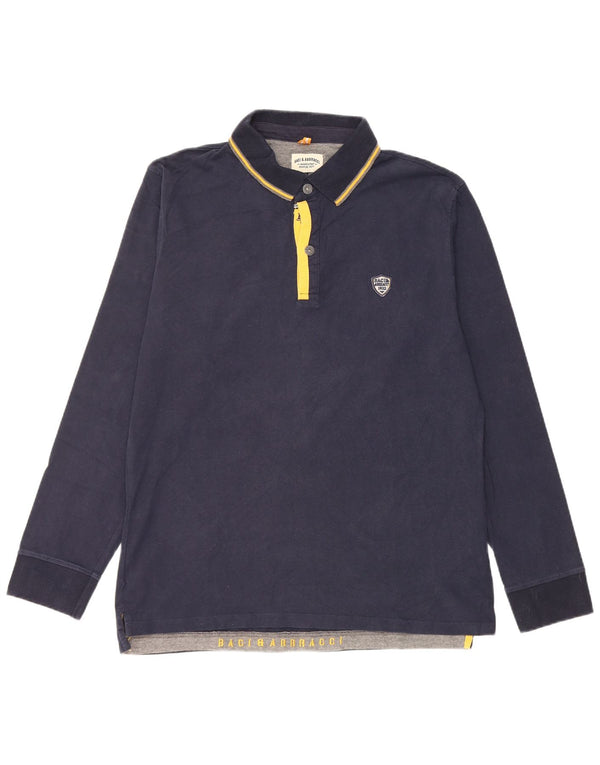 BACI & ABBRACCI Polo à manches longues pour homme 2XL en coton rayé bleu marine