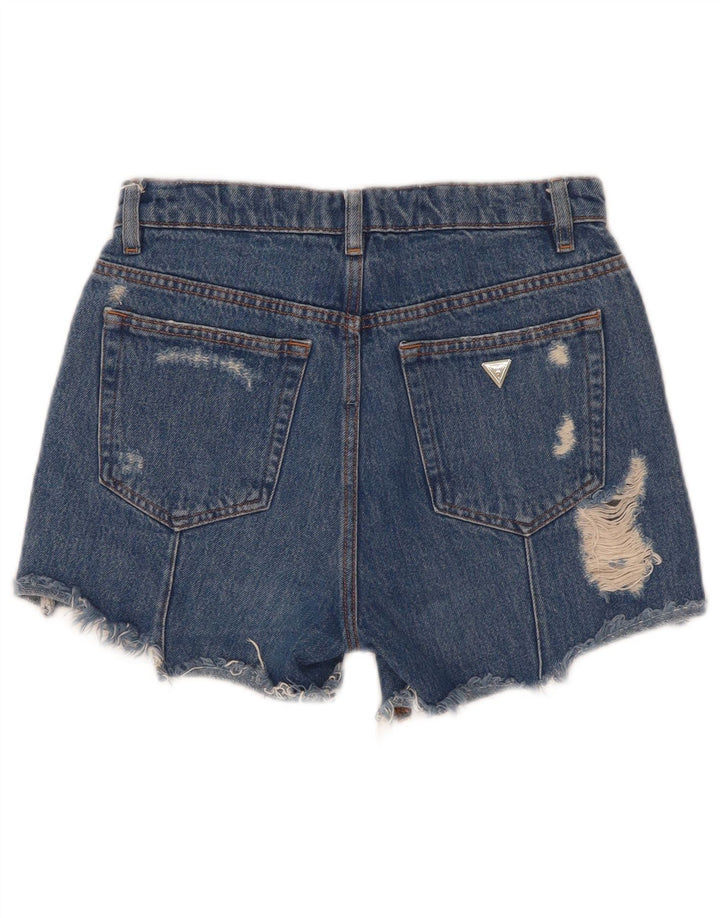 Guess Short en jean vieilli W25 XS Bleu Polyester
