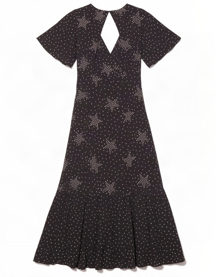 Topshop Robe longue à motif abstrait pour femme UK 8 Small Noir à pois