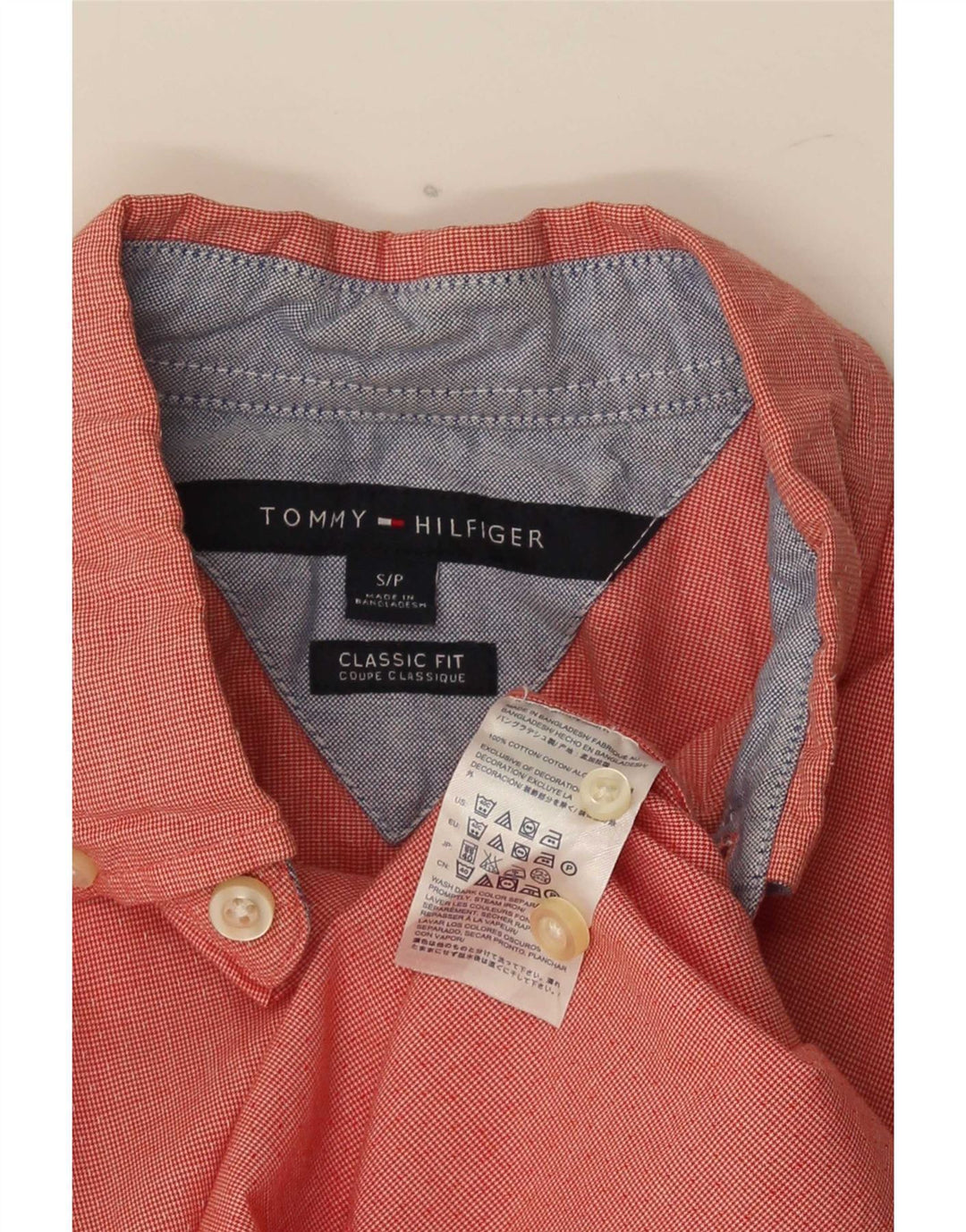 Tommy Hilfiger Chemise à manches courtes pour homme Coupe classique Petit pied-de-poule rouge