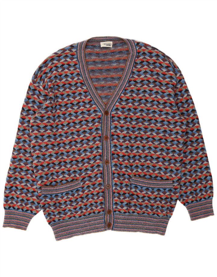 MISSONI Cardigan Homme Pull IT 54 XL Multicolore Géométrique Designer