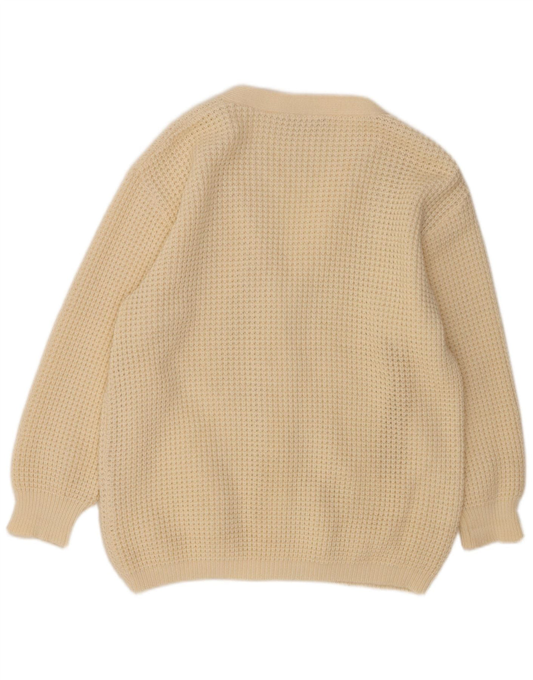 VINTAGE Pull Cardigan Femme IT 48 XL Polyacrylique Blanc Cassé