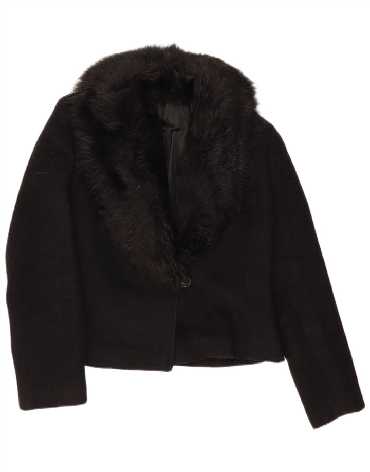 vintage Femmes 1 Bouton Blazer Veste UK 14 Moyen Noir