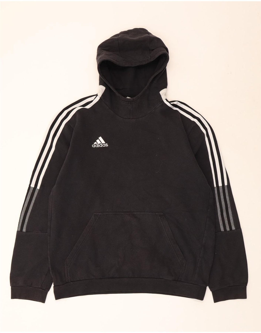 ADIDAS Pull à capuche pour femme UK 16 Large Noir Coton