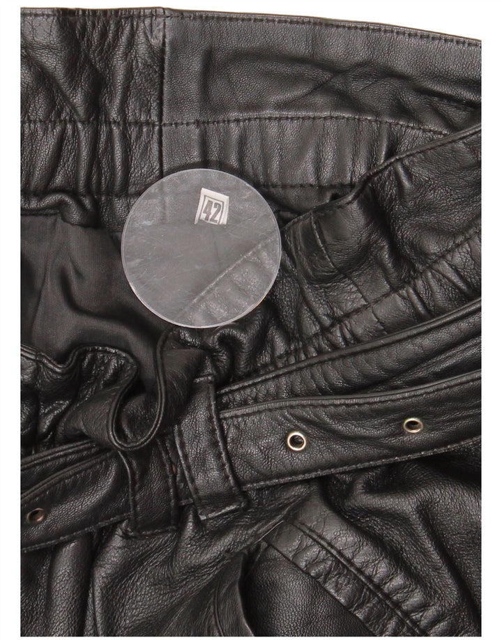 Pantalon en cuir droit femme vintage IT 42 Medium W30 L30 Noir