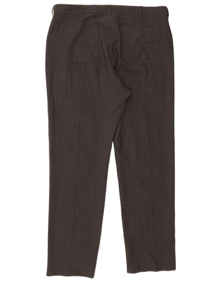 Marks & Spencer Pantalon décontracté droit pour homme W38 L31 Gris à carreaux Polyester