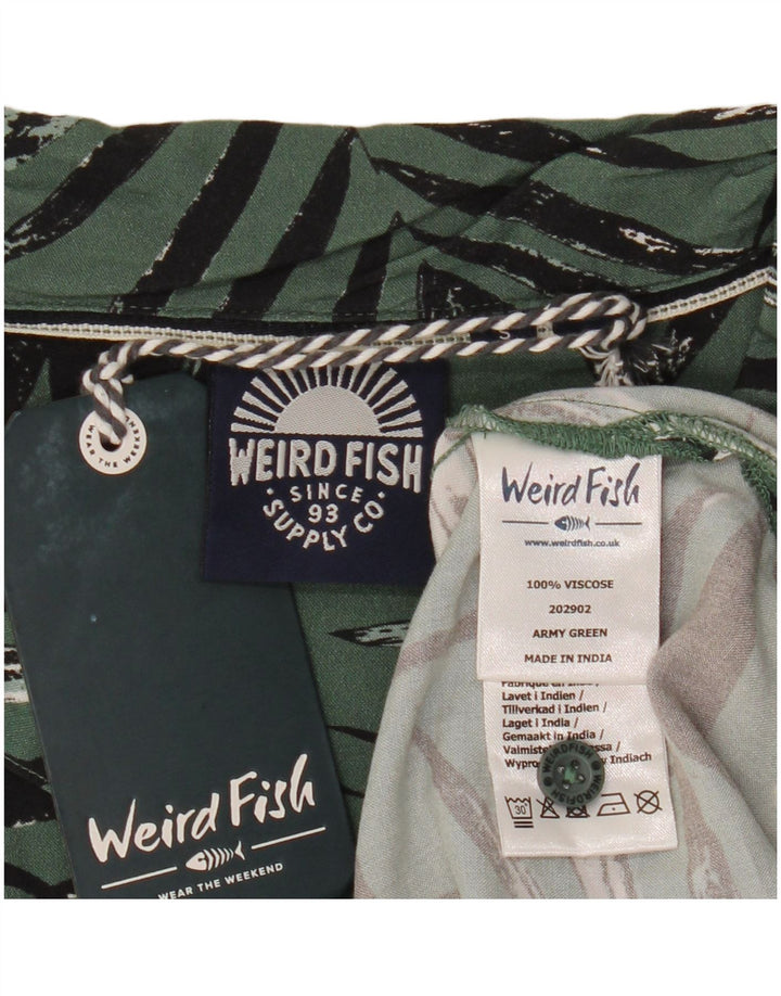 Weird Fish Chemise à manches courtes à motif abstrait pour homme Petite viscose verte