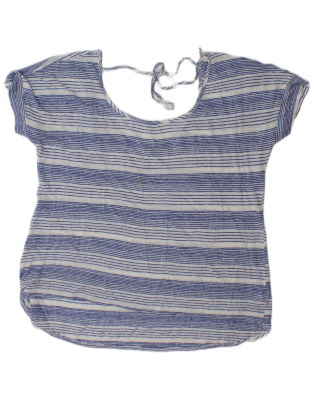 Fat Face Chemisier Femme Top UK 16 Grand Lin Rayé Bleu