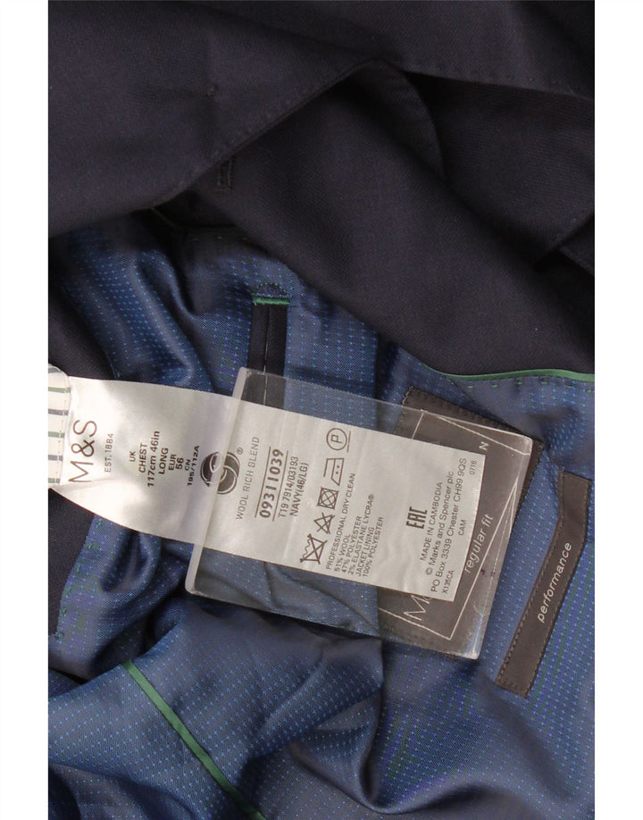 Marks & Spencer Veste blazer à 2 boutons pour homme UK 46 3XL Bleu marine classique