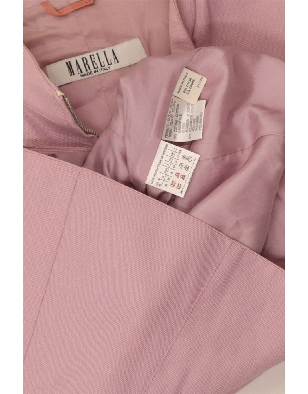 Marella Veste blazer zippée pour femme UK 10 Petit coton rose