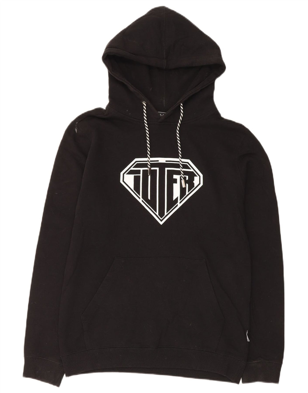 VINTAGE Pull à capuche graphique pour homme en coton noir moyen