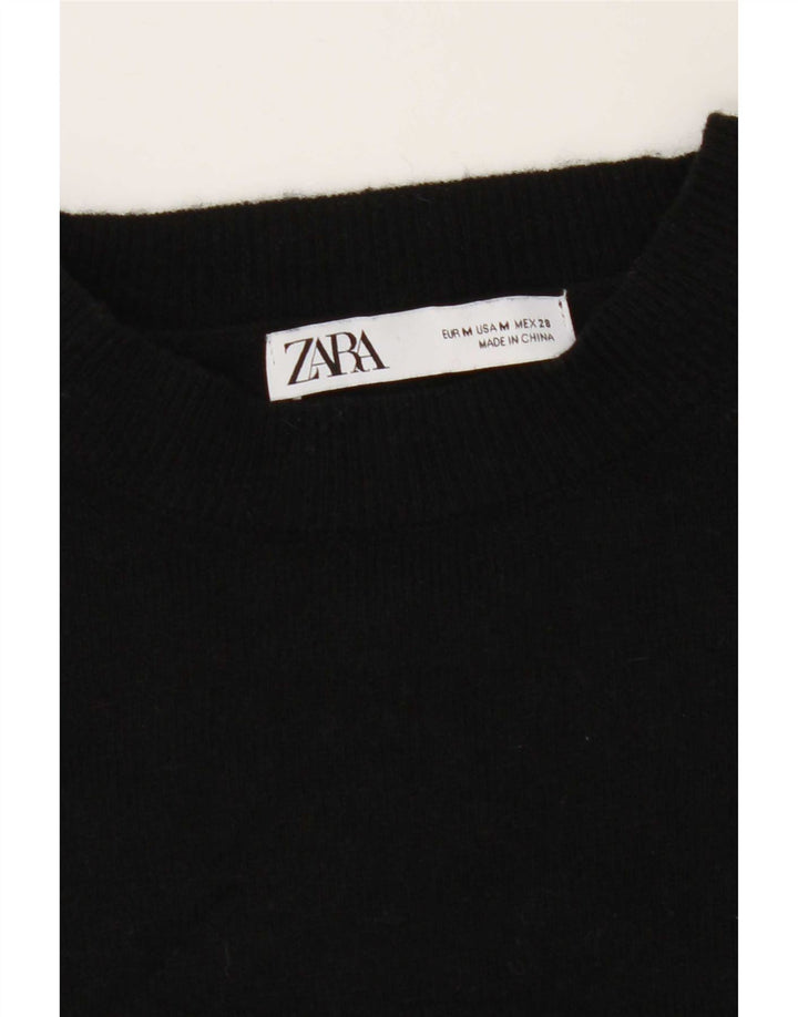 Zara Pull surdimensionné à col rond pour femme UK 14 Noir moyen