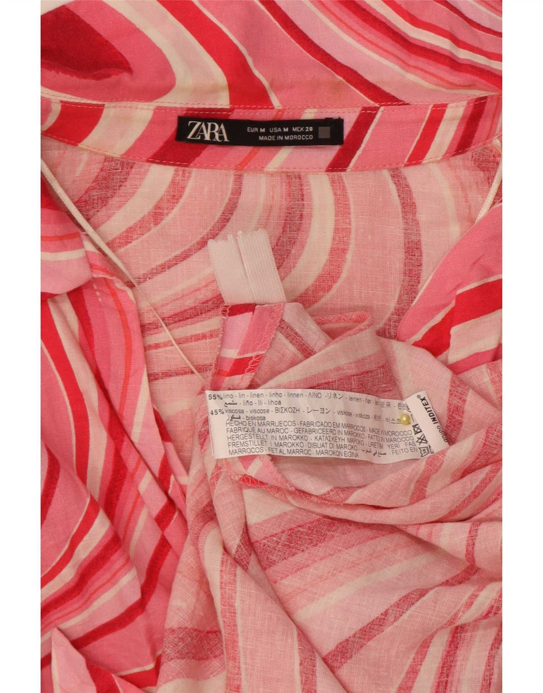 Zara Robe fourreau découpée à motif abstrait pour femme UK 12 Rose moyen