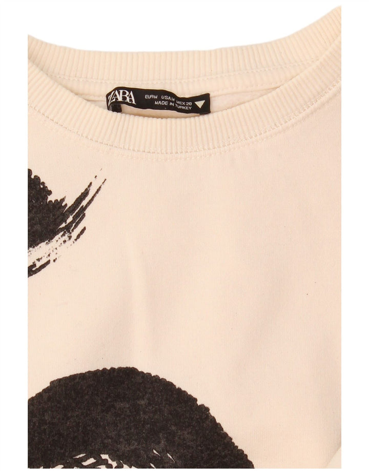 Zara Womens Crop Sweatshirt Jumper UK 14 Medium Blanc Colorblock
