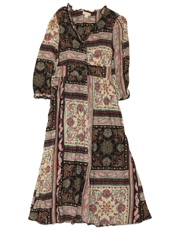Monsoon Robe longue à manches 3/4 pour femme UK 10 Petit patchwork multicolore