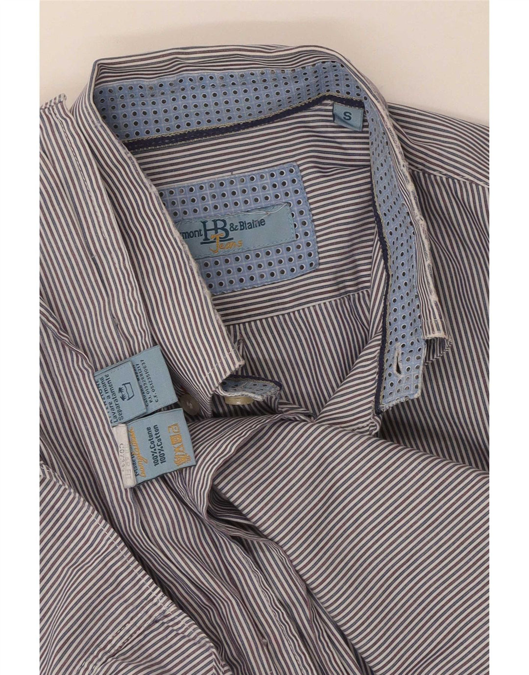 Harmont & Blaine Chemise homme en coton à fines rayures bleues