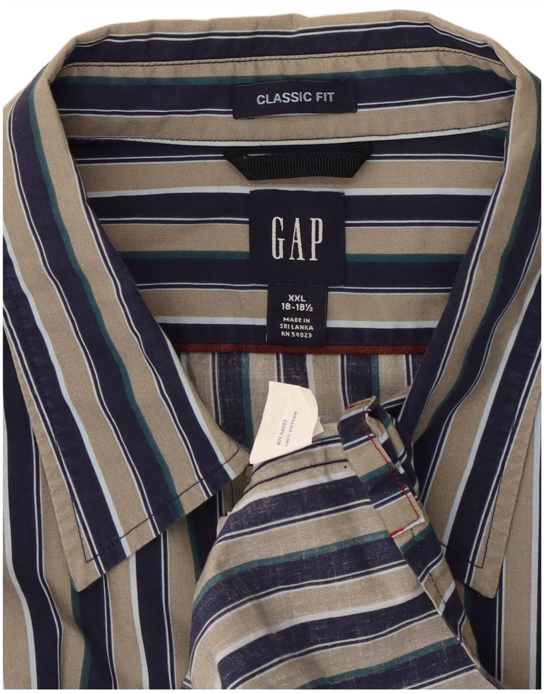 Gap Chemise coupe classique pour homme Taille 18 1/2 2XL Coton rayé multicolore