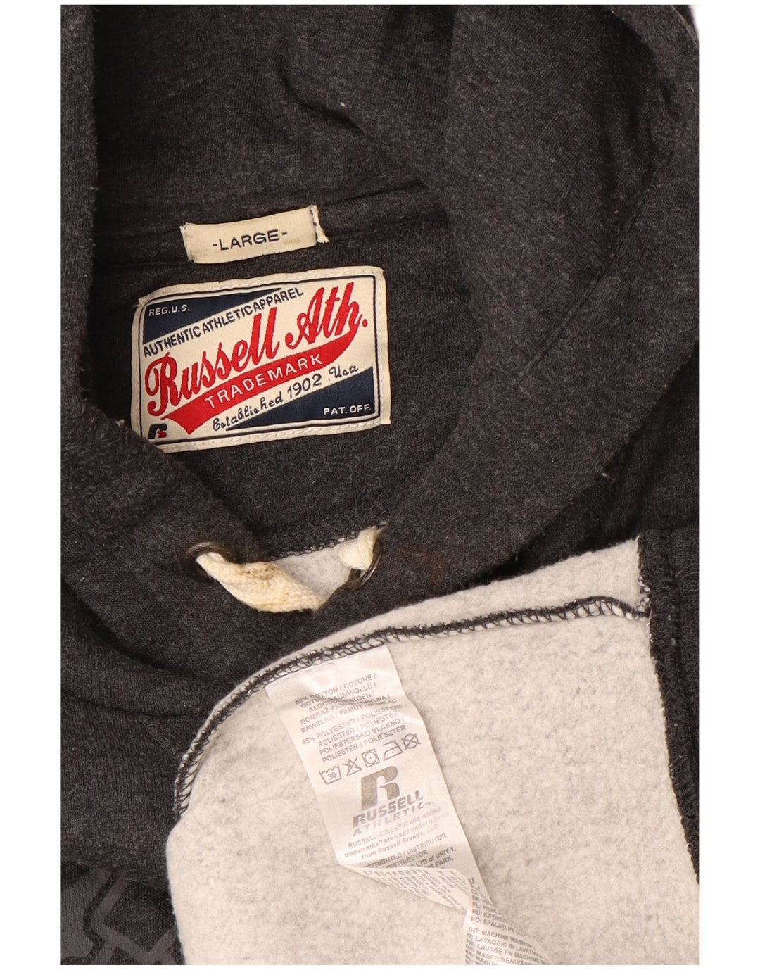 RUSSELL ATHLETIC Pull à capuche graphique pour homme en coton gris Taille L