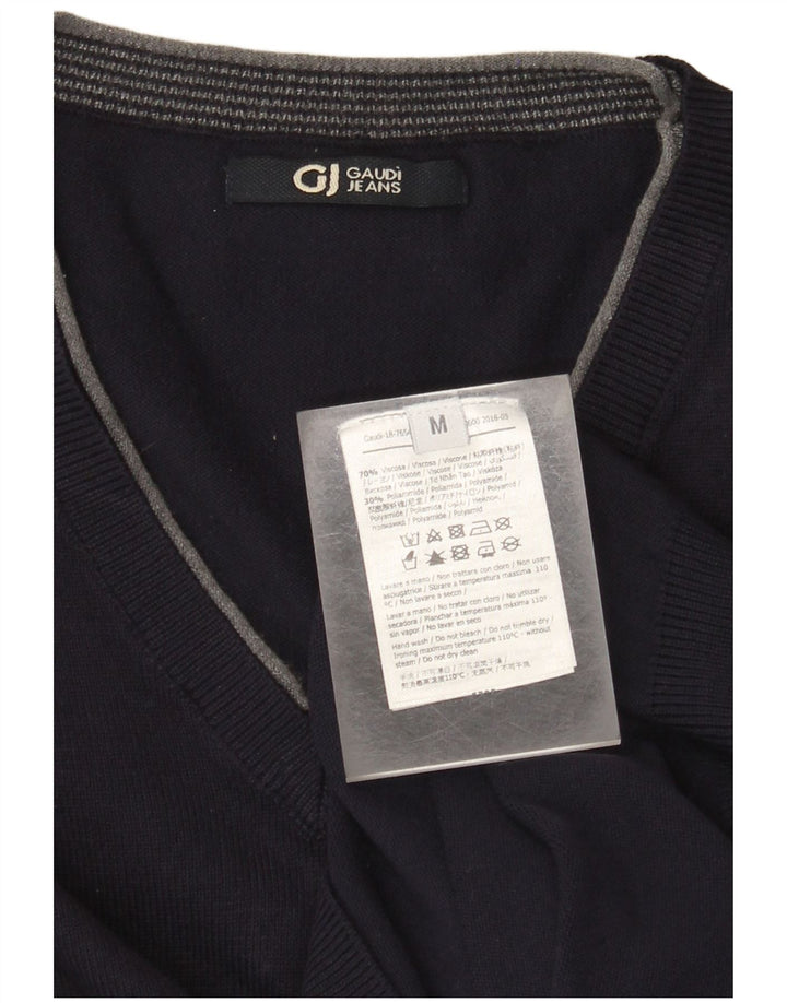 Gaudi Homme Pull Col V Bleu Marine Moyen Viscose