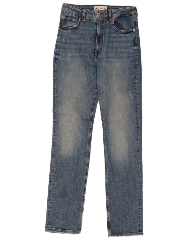 ZARA Jean droit vieilli pour femme EU 36 XS W26 L32 Bleu