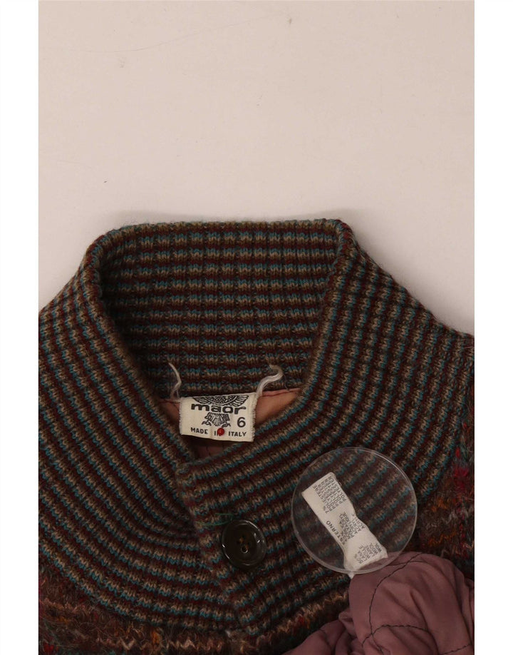vintage Mens Knit Bomber Jacket UK 38 Laine mouchetée brun moyen