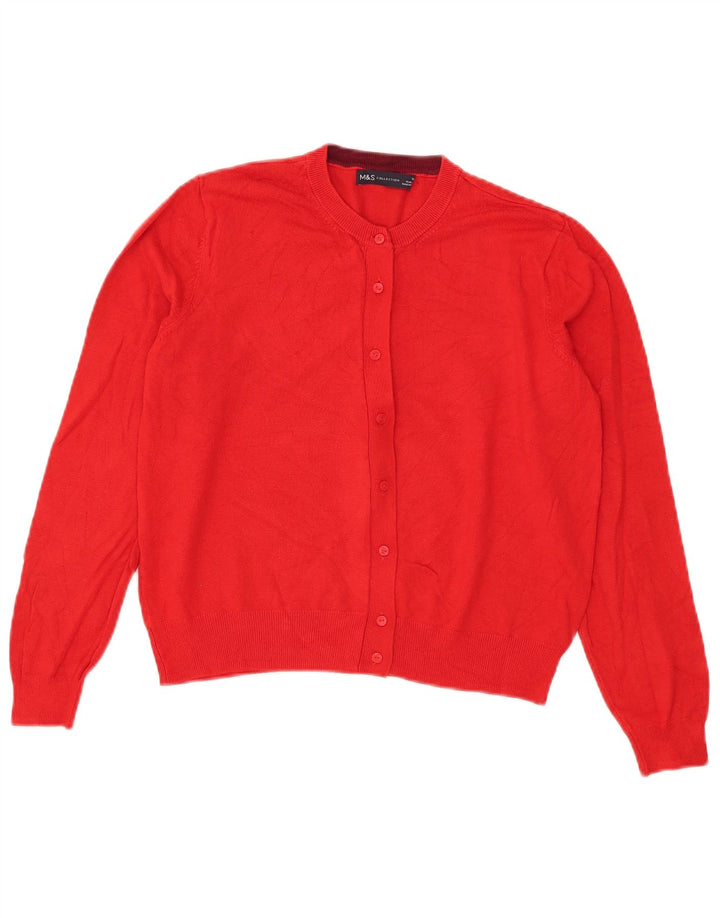 Marks & Spencer Pull cardigan court pour femme UK 14 Viscose rouge moyen