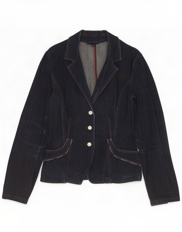 Trussardi Jeans Veste Blazer En Jean À 3 Boutons Femme IT 46 Large Bleu Marine