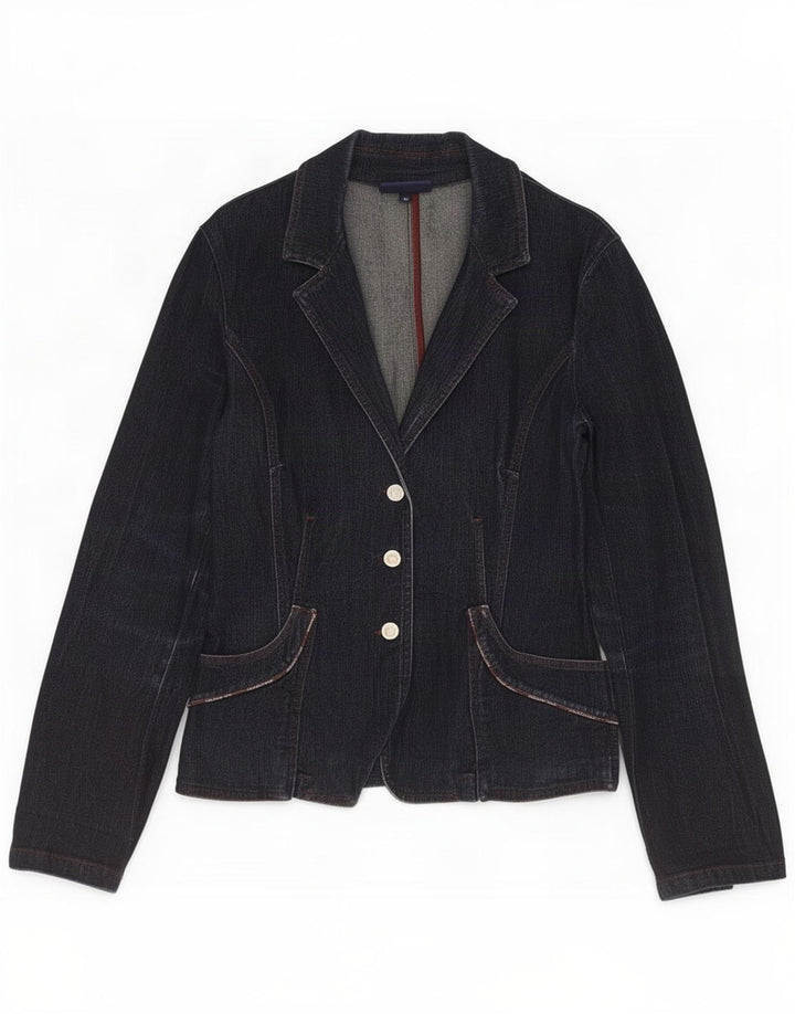 Trussardi Jeans Veste Blazer En Jean À 3 Boutons Femme IT 46 Large Bleu Marine