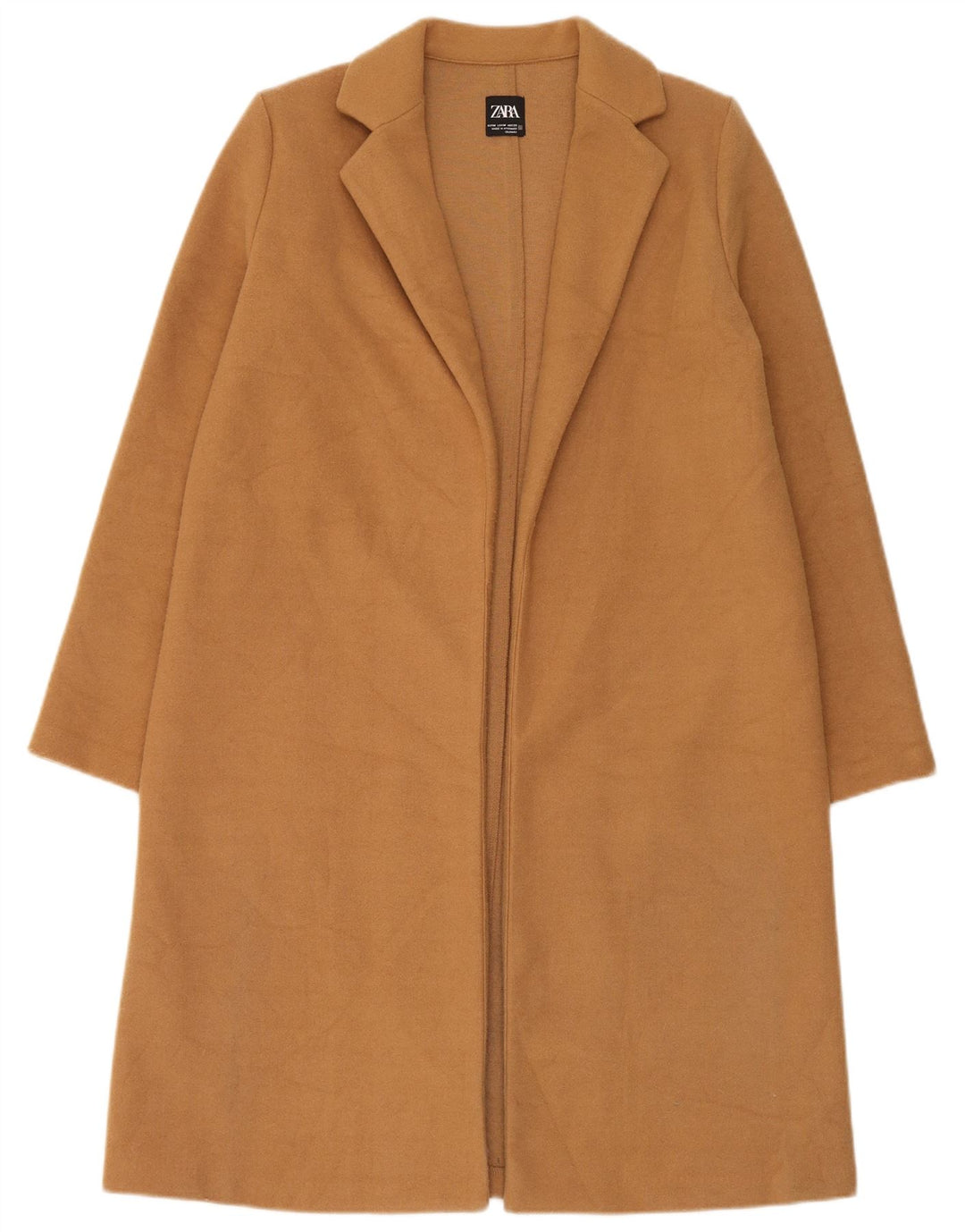 Zara Femme Manteau Ouvert UK 14 Polyester Beige Moyen