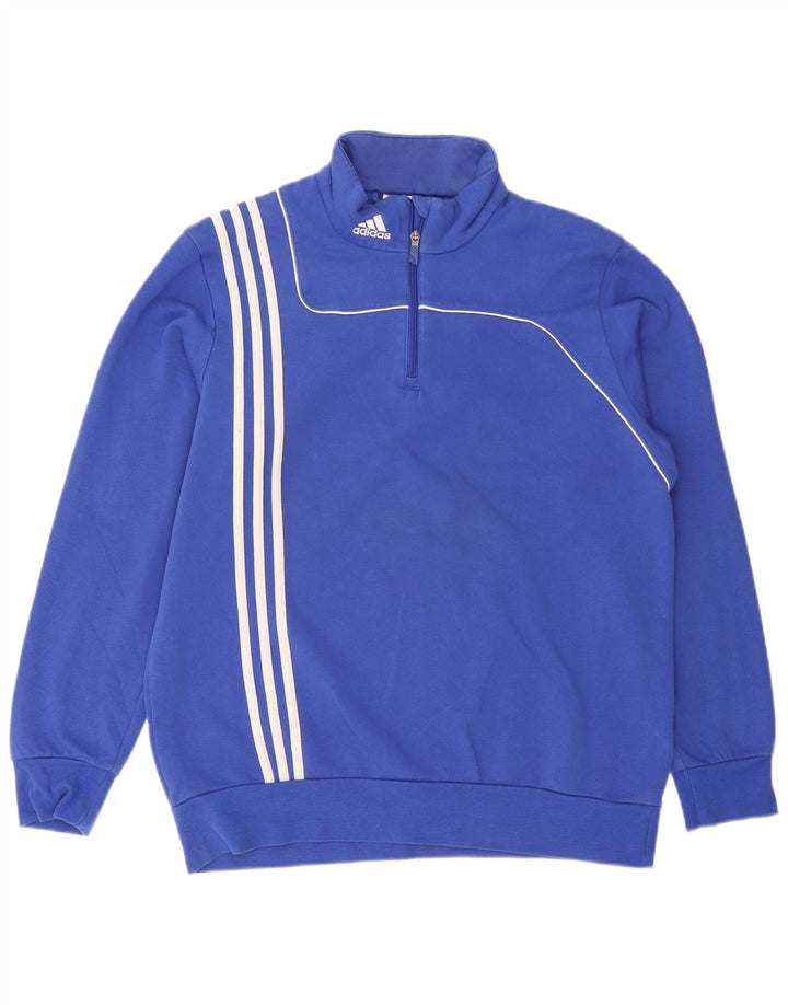 Adidas Sweat-shirt à col zippé pour homme en coton bleu Taille L