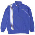 Adidas Sweat-shirt à col zippé pour homme en coton bleu Taille L