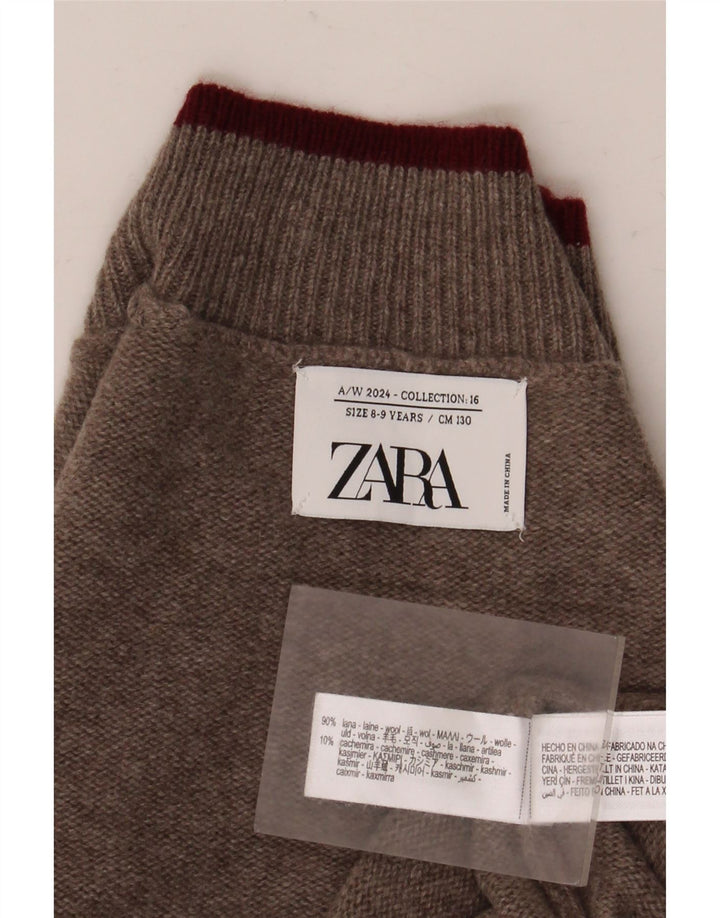 Zara Pull à col roulé pour garçon 8-9 ans Marron Laine