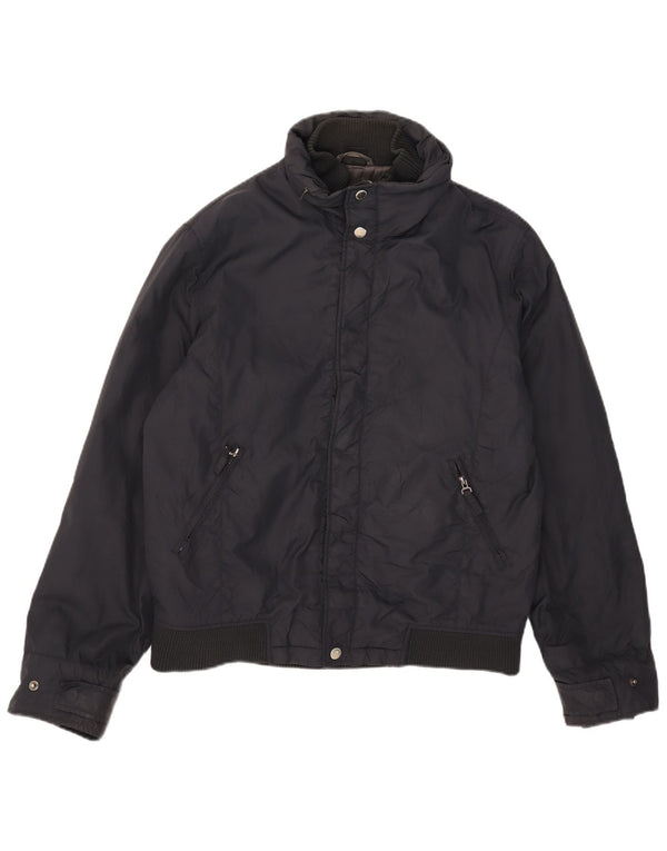 Zara Veste matelassée à capuche pour homme UK 40 Large Bleu Marine Nylon