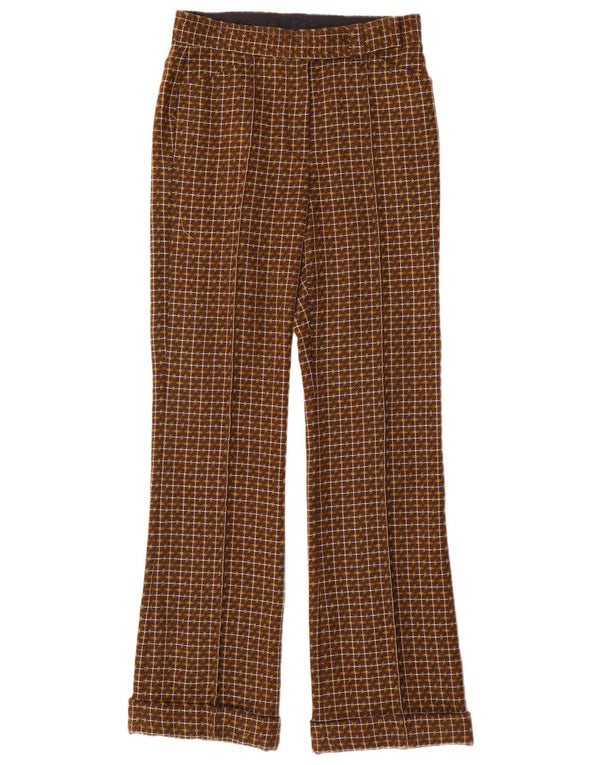 Dkny Pantalon décontracté droit pour femme US 4 Small W28 L32 Laine à carreaux marron
