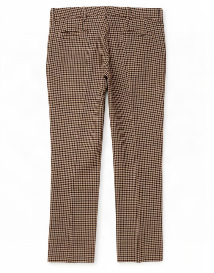Pantalon Chino Droit Femme Zara Moyen W28 L28 Marron Carreaux Polyester