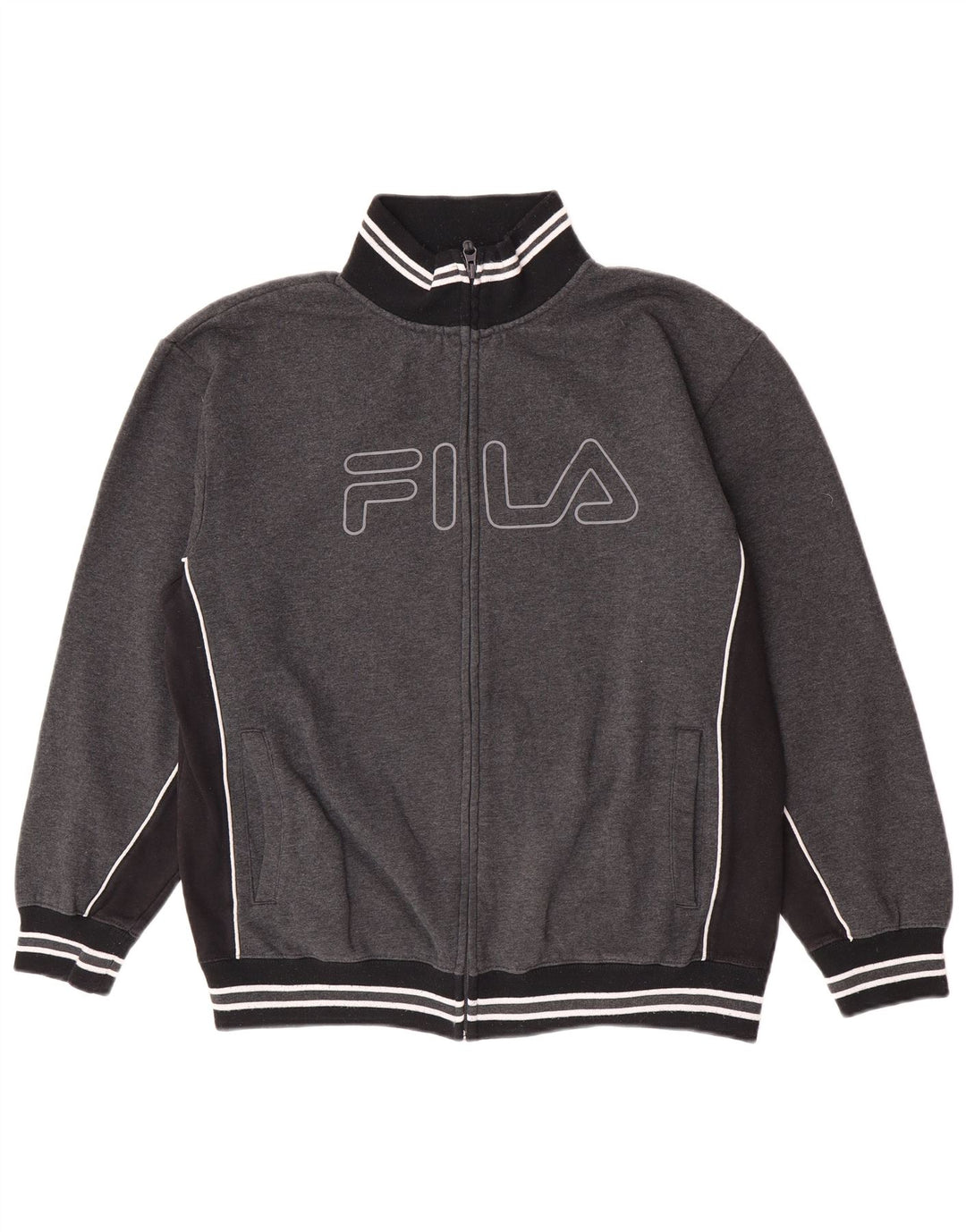 Fila Veste de Survêtement Graphique Homme Large Gris Colorblock