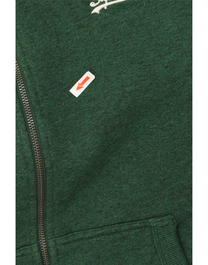 Superdry Pull à capuche zippé en coton vert moyen |