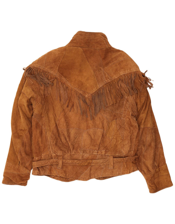 Veste en daim Western femme Vintage UK 14 brun moyen