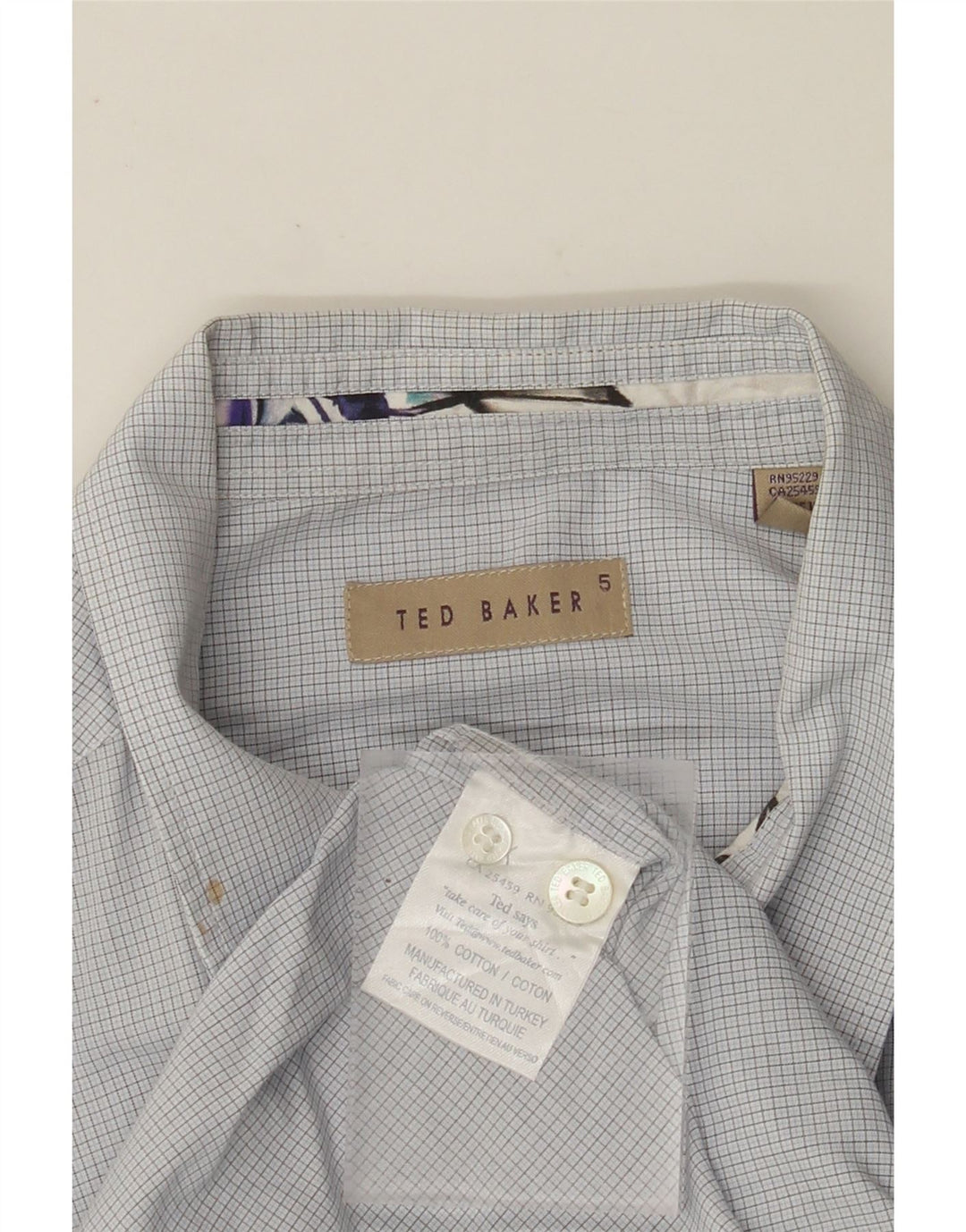 TED BAKER Chemise Homme Taille 5 XL Bleu Vichy Coton