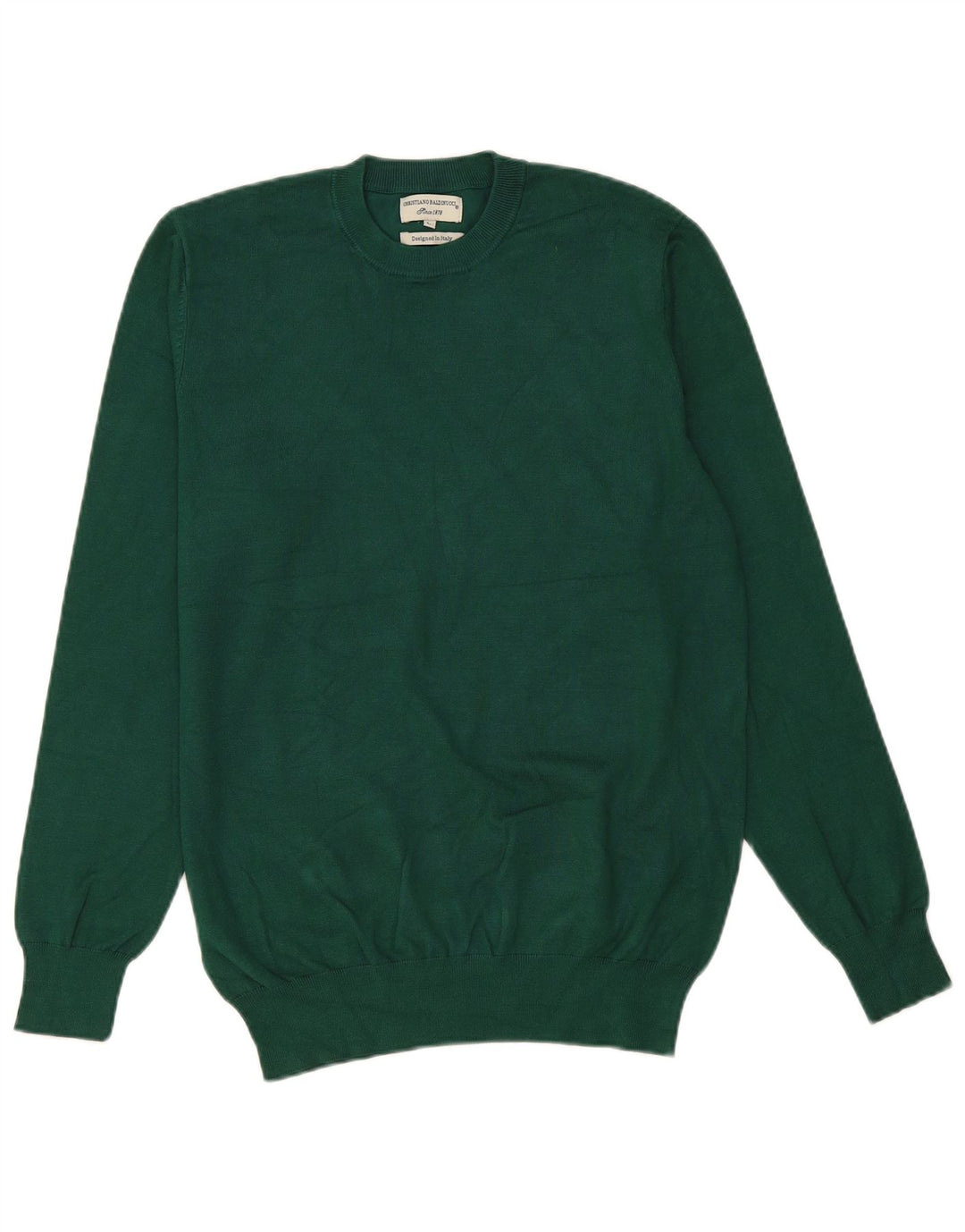 vintage Mens Crew Neck Jumper Pull Grande Viscose Verte
