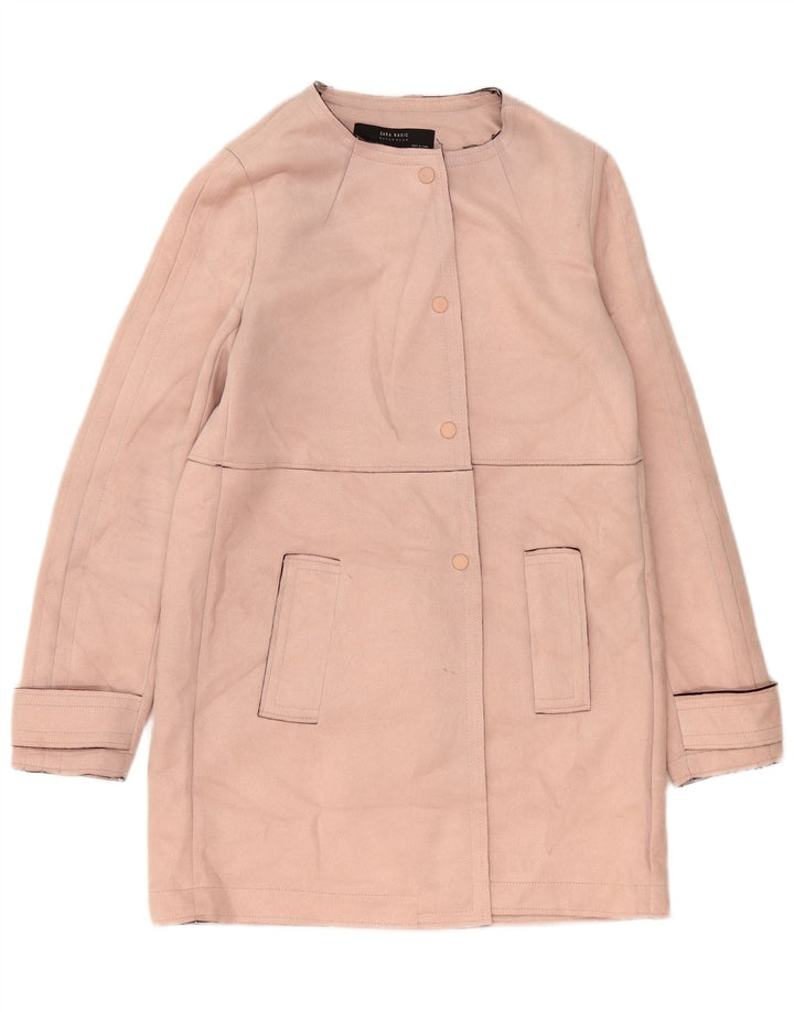 Zara Manteau en faux suède pour femme UK 44 Polyester rose moyen