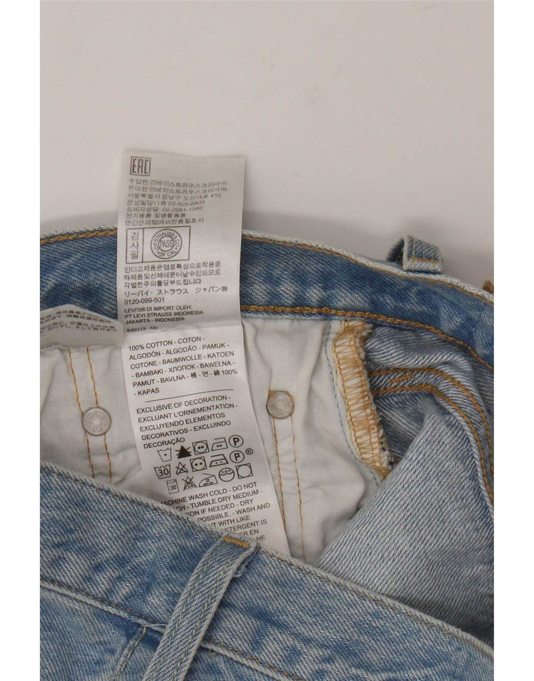 Levi's Short en Jean 501 Femme W27 Petit Bleu Coton